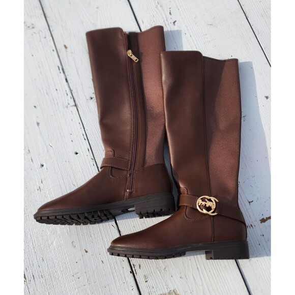 Coach Women's Walnut Farrah Leather Riding Boots Sz 5 Eu 35.5 - Picture 2 of 13